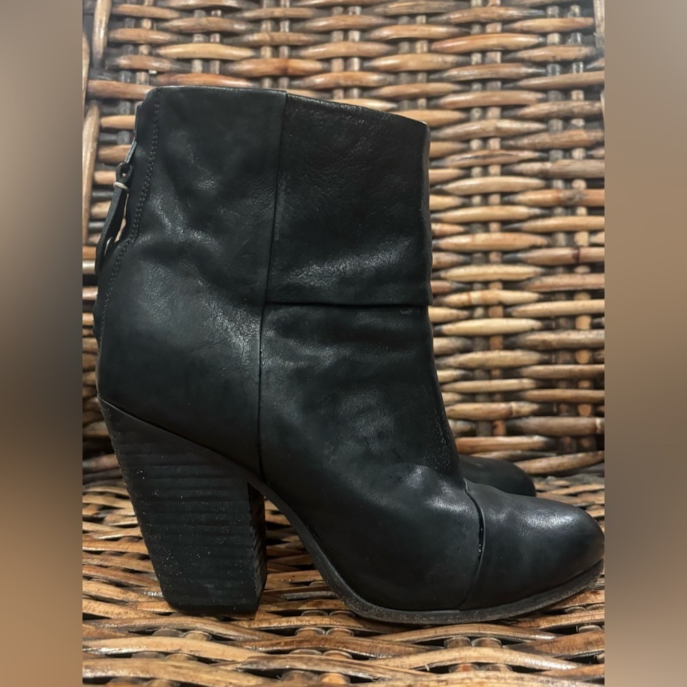 rag & bone Classic Newbury - Ankle Boot Size: 36/6 Black leather block booties - Picture 3 of 13